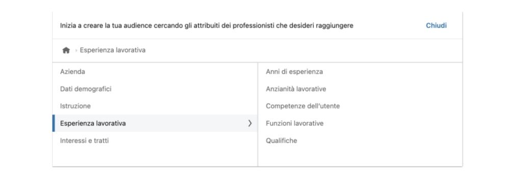 Linkedin-Esperienza lavorativa